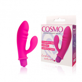 Вибратор с клиторальным стимулятором COSMO, L 8,5 см Ø 2,9 см, силикон, фуксия