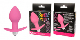 Анальная вибровтулка SWEET TOYS, L 8 см Ø 4 см, силикон, розовая