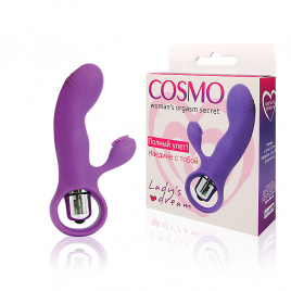 Вибратор с клиторальным стимулятором COSMO, L 7,5 см Ø 2,5 см, силикон, фиолетовый