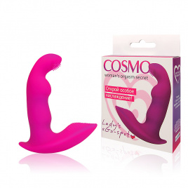 Вибратор с клиторальным стимулятором COSMO, L 8 см Ø 2,5 см, силикон, фуксия