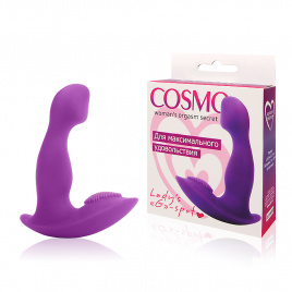Вибратор с клиторальным стимулятором COSMO, L 8 см Ø 2,5 см, силикон, фиолетовый