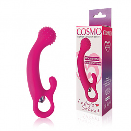 Вибратор с клиторальным стимулятором COSMO, L 13 см Ø 3,3 см, силикон, розовый