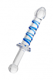 Двусторонний фаллоимитатор SEXUS GLASS, L 22,5 см Ø 3,5 см, стекло, прозрачно-синий