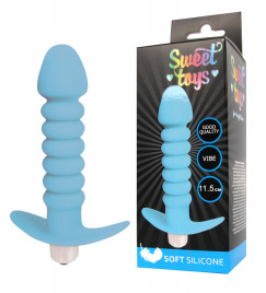 Анальная вибровтулка SWEET TOYS, L 11,5 см Ø 3,0x2,5 см, силикон, голубая