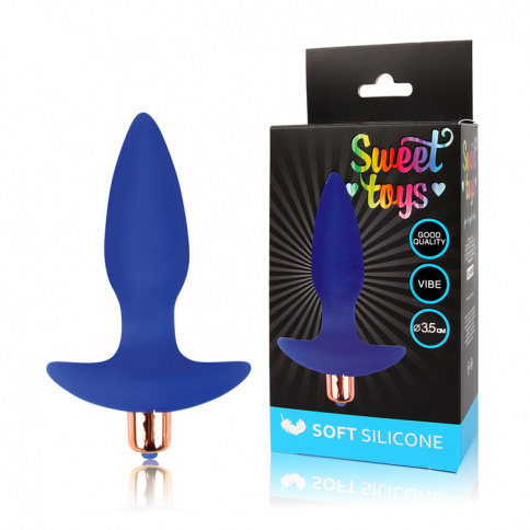 Анальная вибровтулка SWEET TOYS, L 10,5 см Ø 3,5 см, силикон, синяя фото 1