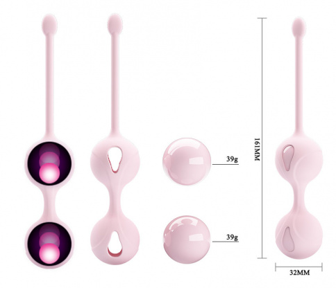 Вагинальные шарики PRETTY LOVE, L 16,1 см Ø 3,2 см 90 г, силикон, светло-розовые фото 1