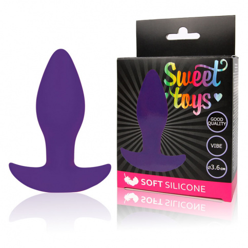 Анальная вибровтулка SWEET TOYS, L 8,5 см Ø 3,6 см, силикон, фиолетовая фото 1