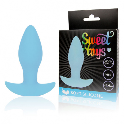Анальная вибровтулка SWEET TOYS, L 8,5 см Ø 3,6 см, силикон, голубая фото 1