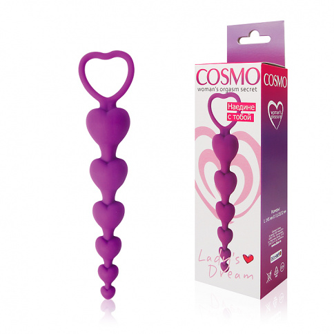 Анальная цепочка COSMO, L 14,5 см Ø 1,1x2,3x3,2 см, силикон, фиолетовая фото 1