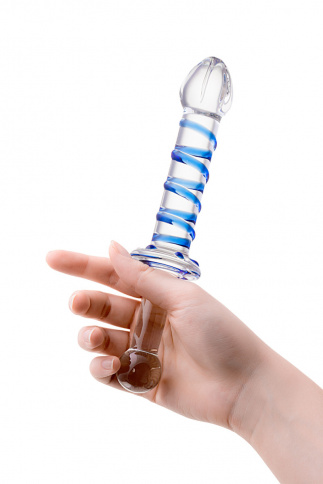 Двусторонний фаллоимитатор SEXUS GLASS, L 22,5 см Ø 3,5 см, стекло, прозрачно-синий фото 3